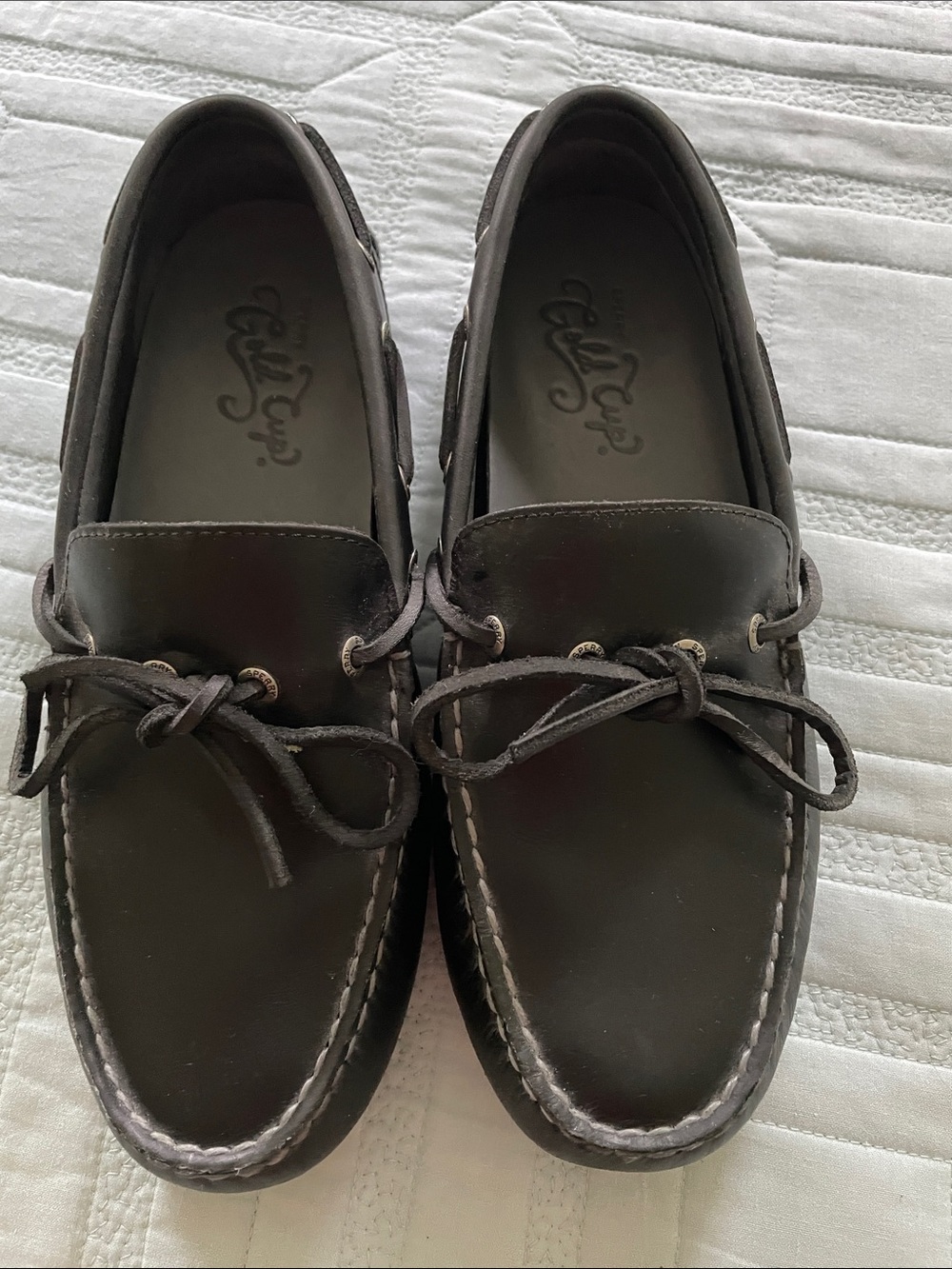 Sperry Men’s Black Leather Boat Shoes 8W